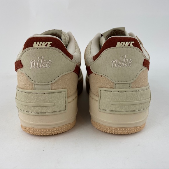 Nike Air Force 1 Shadow Shimmer Mars Stone Women's Sneakers Shoes Beige Red - Picture 4 of 12